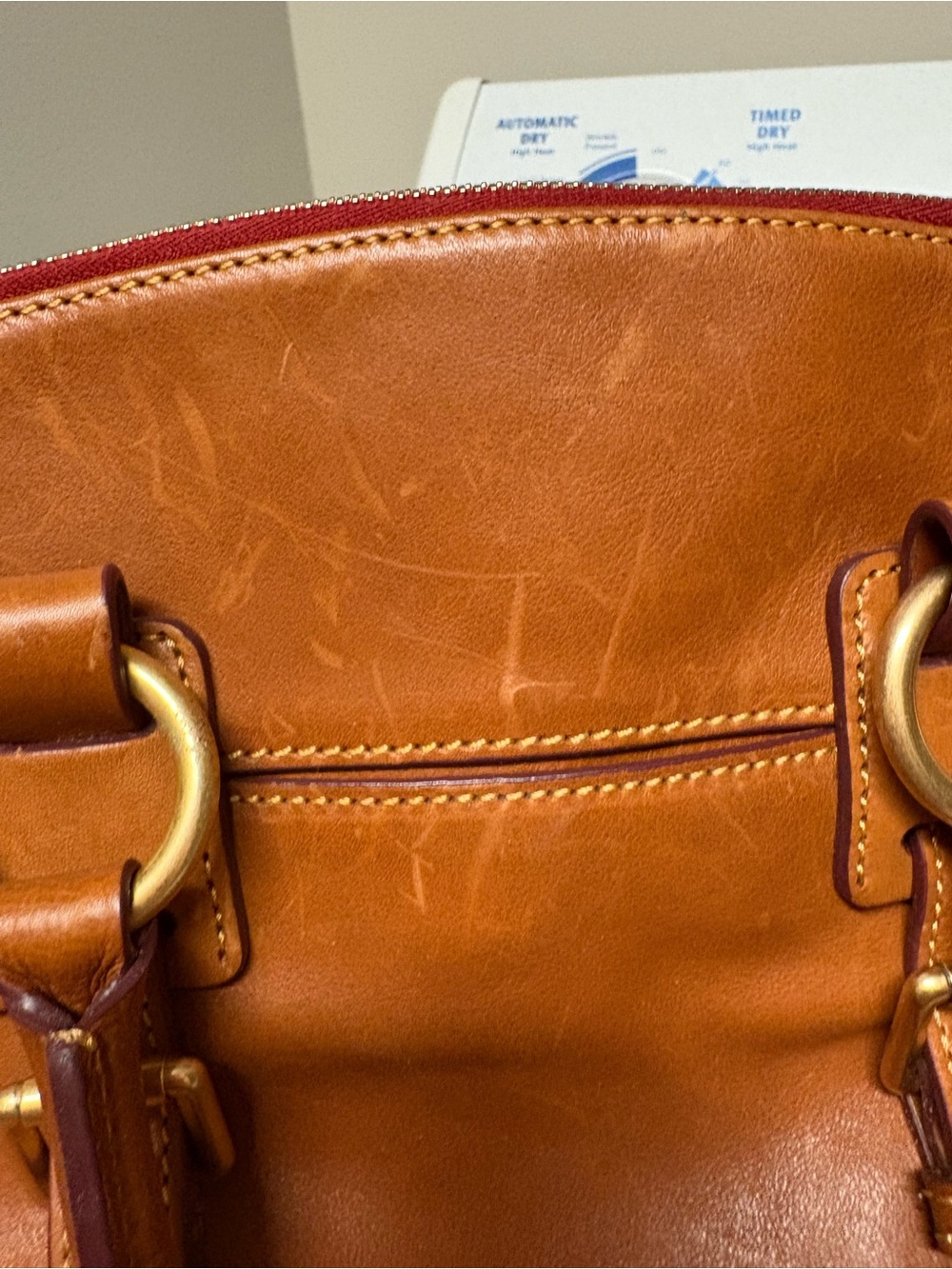 Dooney & Bourke Leather Satchel in Cognac Brown - Picture 4 of 12